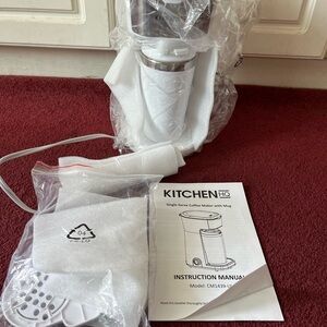 Kitchen HQ Single Coffee Maker - White with silver trim.
